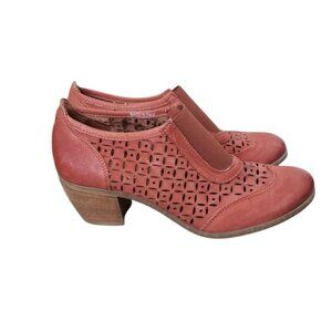 Mjus Orange Leather Perforated Heeled Booties Made in Italy